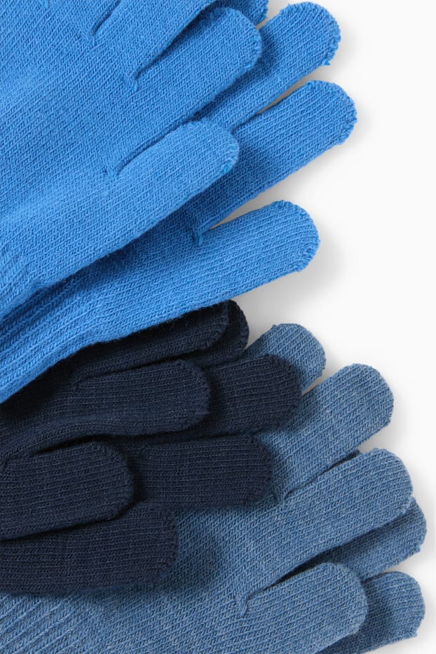 Children Boys - Multipack of 3 - knitted gloves - blue