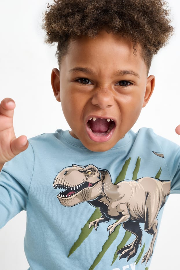 Dzieci chłopcy - Wielopak, 3 szt. - Jurassic World - koszulka z długim rękawem - niebieski