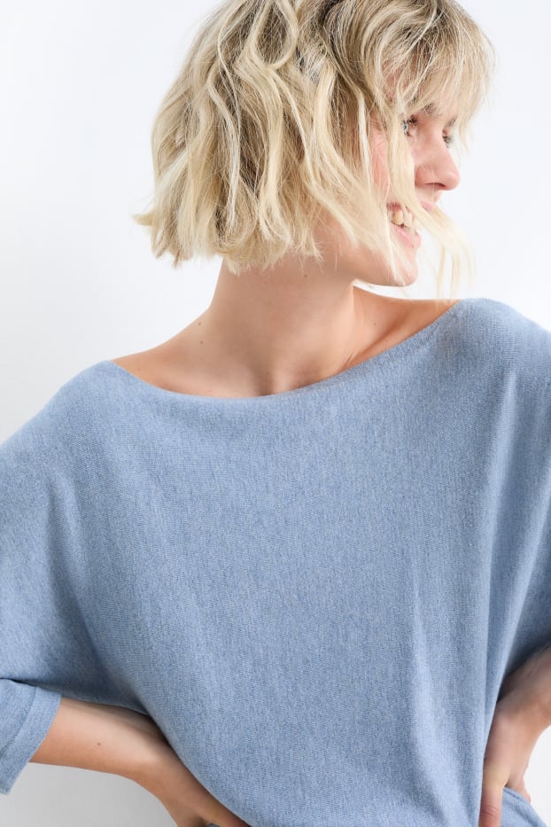 Dámské - Svetr z jemného úpletu - modrá