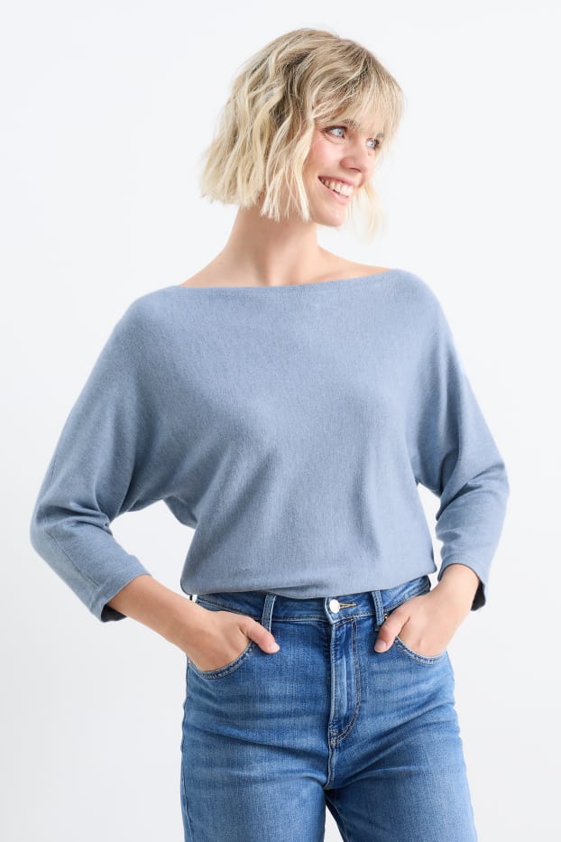 Dámské - Svetr z jemného úpletu - modrá