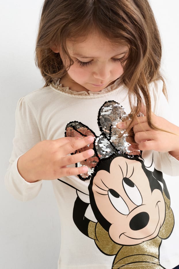 Kinder Mädchen - Minnie Maus - Langarmshirt - Glanz-Effekt - rosa