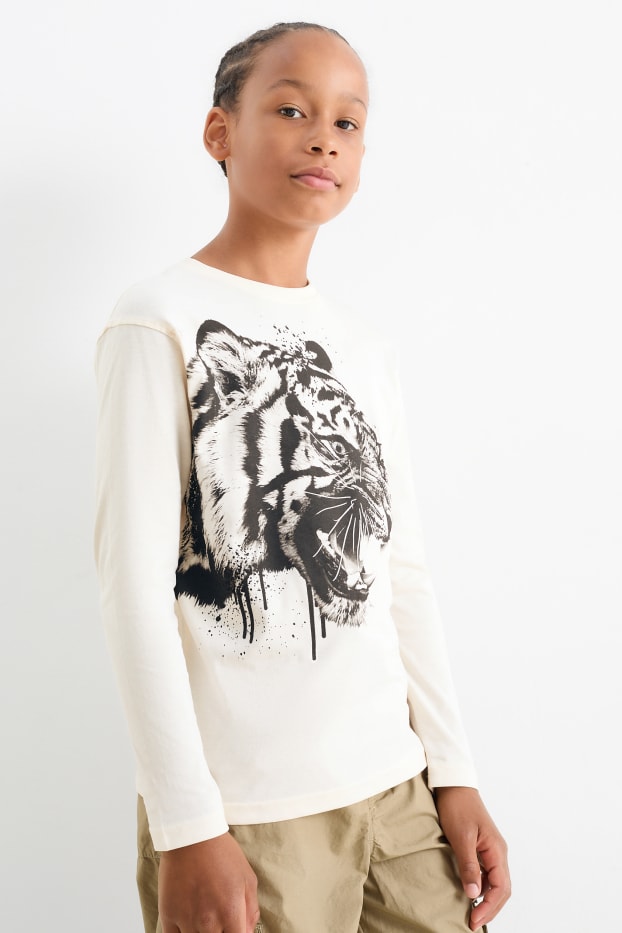 Bambini - Confezione da 2 - tigre - maglia a maniche lunghe - nero / beige