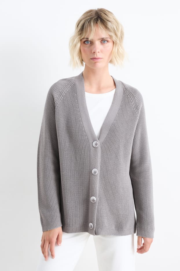 Femmes - Gilet en maille - côtelé - gris