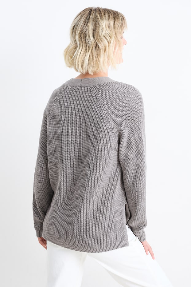 Femmes - Gilet en maille - côtelé - gris