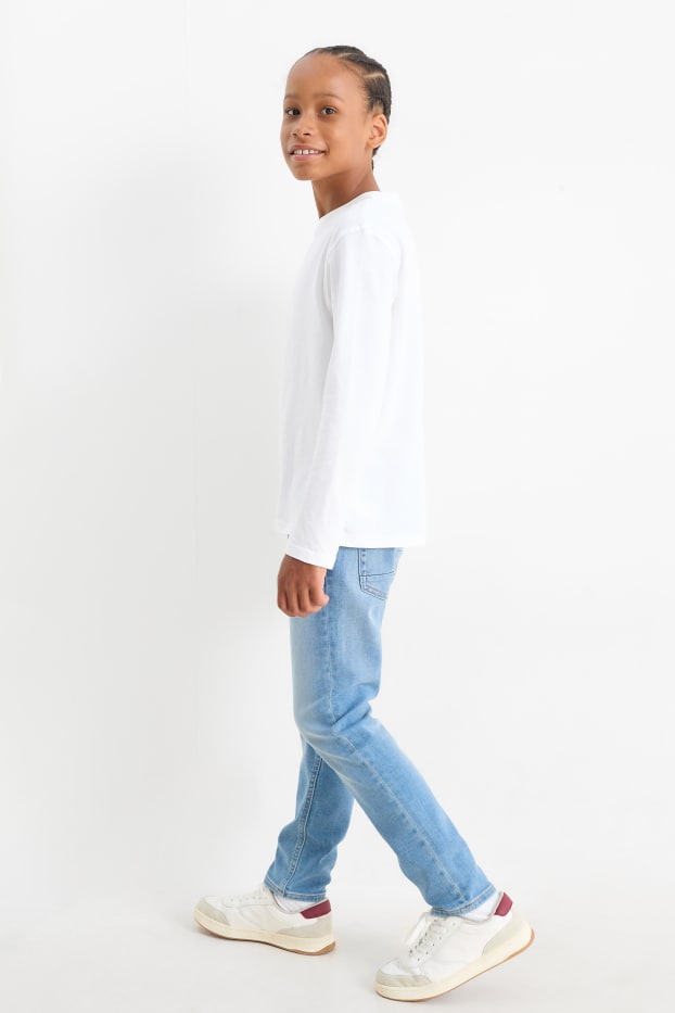 Kinderen: jongens - Set van 2 - slim jeans - extra wijde band - blauw