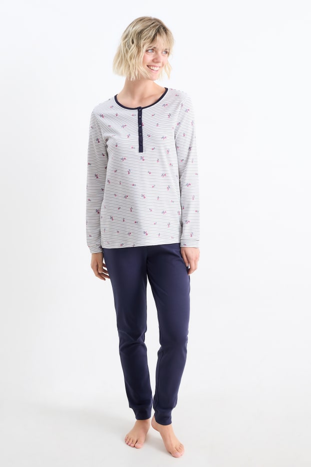 Damen - Pyjama - weiß