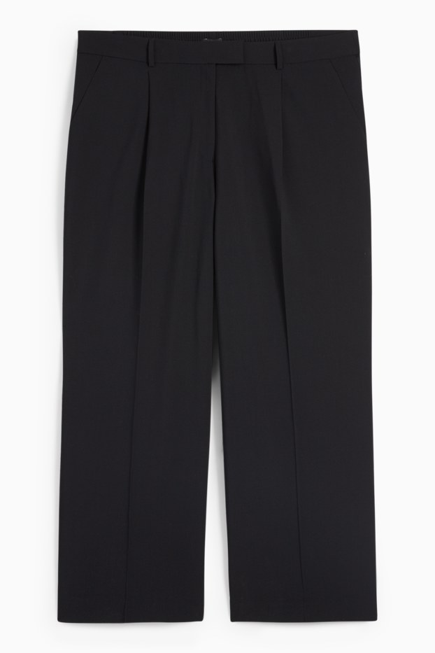 Dames - Pantalon - high waist - wide leg - zwart