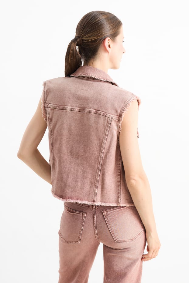 Femei - Vestă din denim - bej