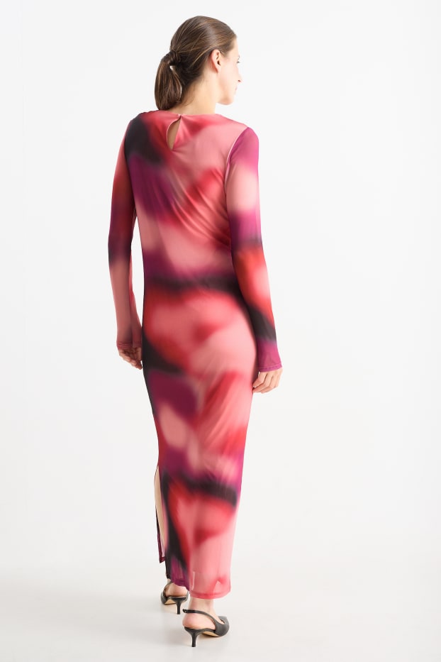 Femmes - Robe drapée - à motif - rose