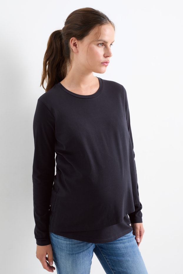 Donna - Maglia a maniche lunghe per allattamento - blu scuro