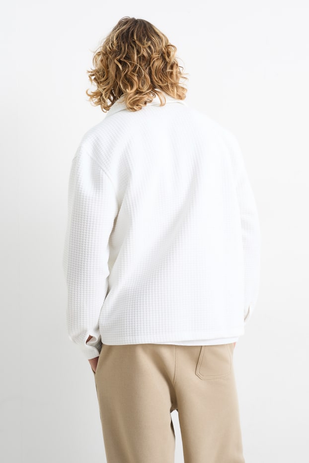 Herren - Hemdjacke - strukturiert - cremeweiß