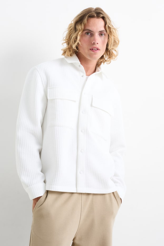 Herren - Hemdjacke - strukturiert - cremeweiß