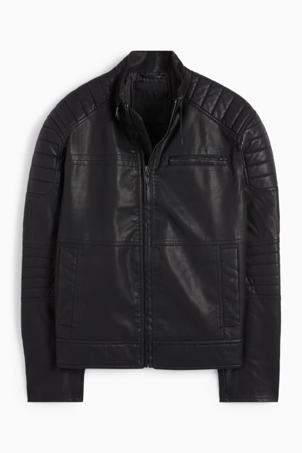 Hommes - Blouson motard - synthétique - noir