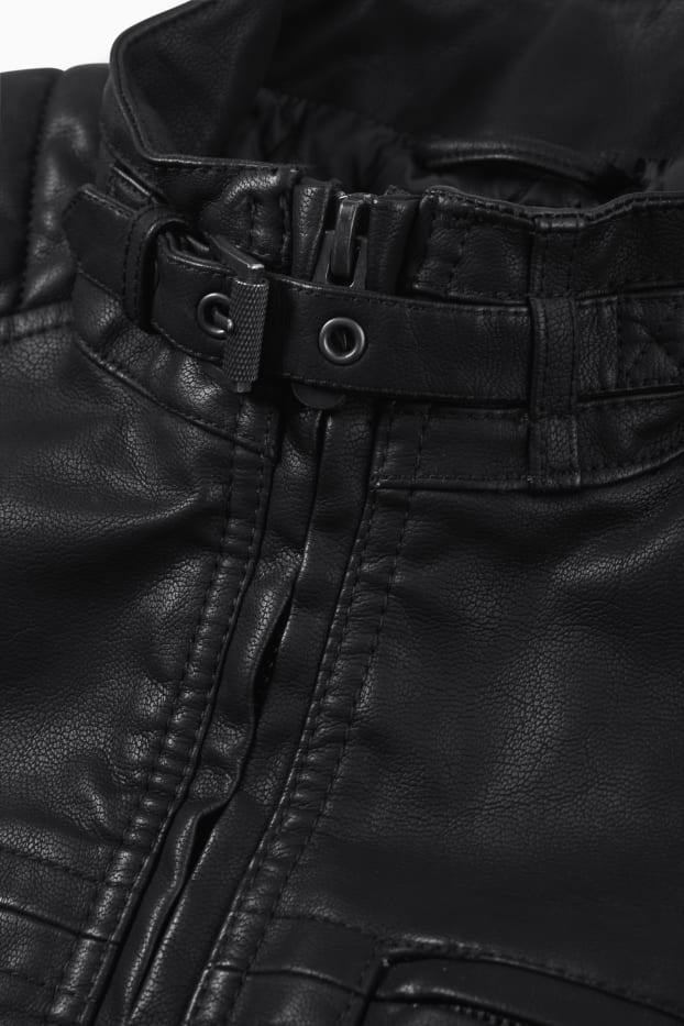 Hommes - Blouson motard - synthétique - noir
