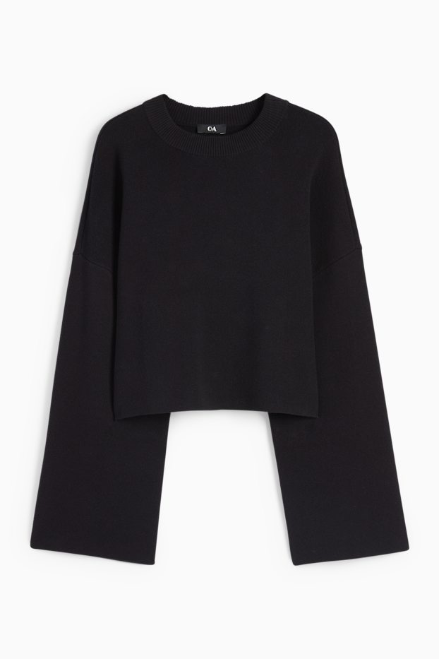 Women - Cropped jumper - black