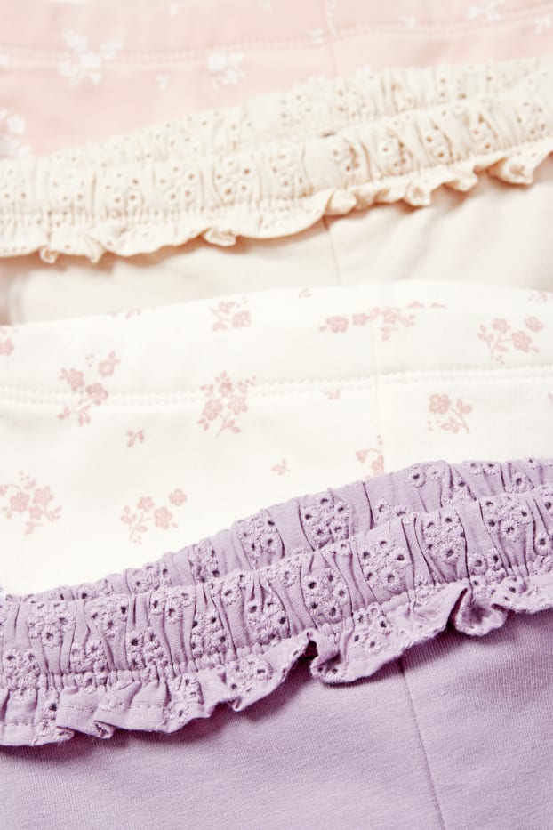 Bébés filles - Lot de 4 - petites fleurs - leggings chauds pour bébé - violet