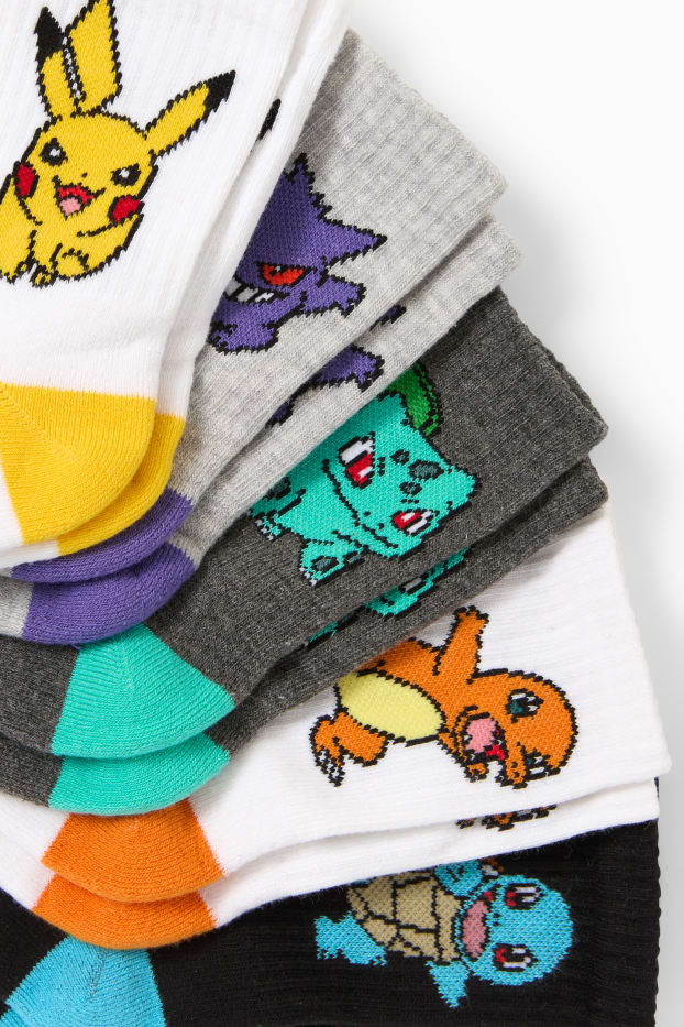 Copii - Băieți - Multipack 5 perechi - Pokémon - șosete cu motive - negru