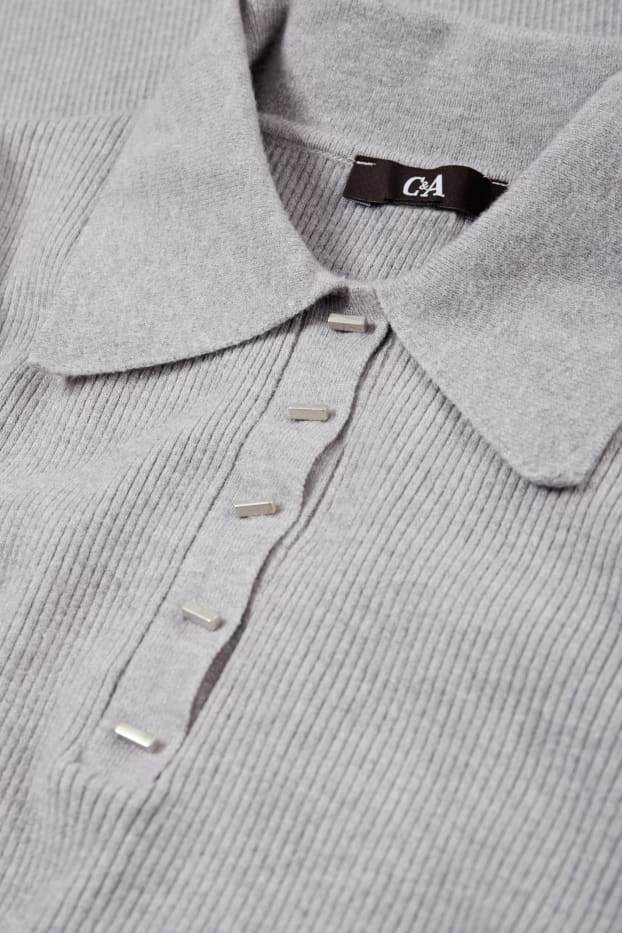 Femmes - Robe-polo de maille - gris