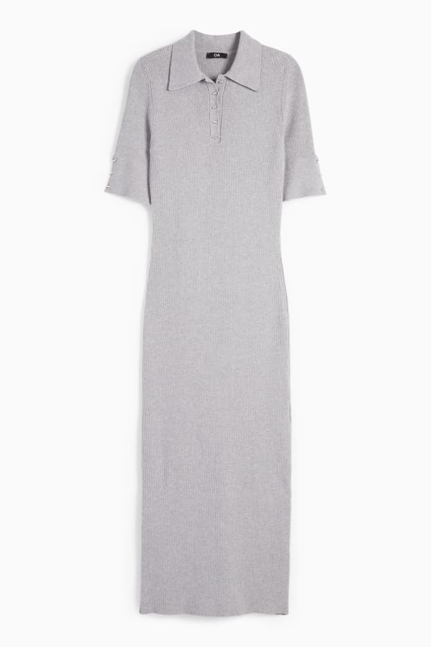 Femmes - Robe-polo de maille - gris