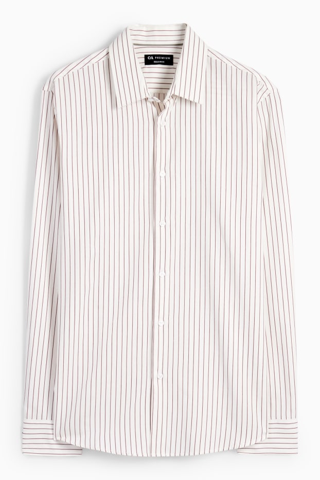 Uomo - Camicia - regular fit - collo all'italiana - a righe - bianco