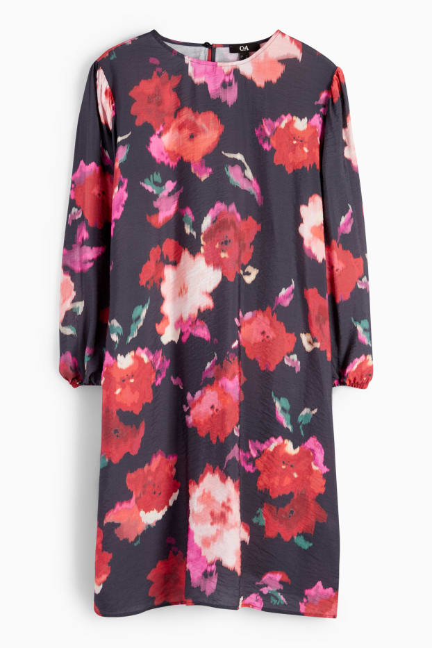 Dona - Vestit amb màniga de fanal - de flors - negre/rosa
