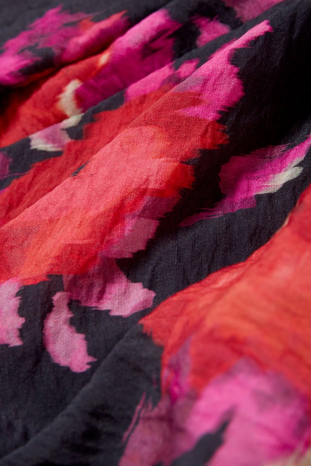 Dona - Vestit amb màniga de fanal - de flors - negre/rosa