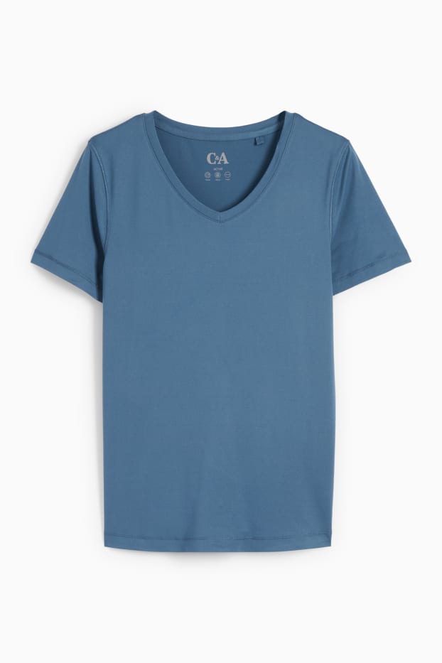 Dames - Sportshirt met V-hals - donkerblauw
