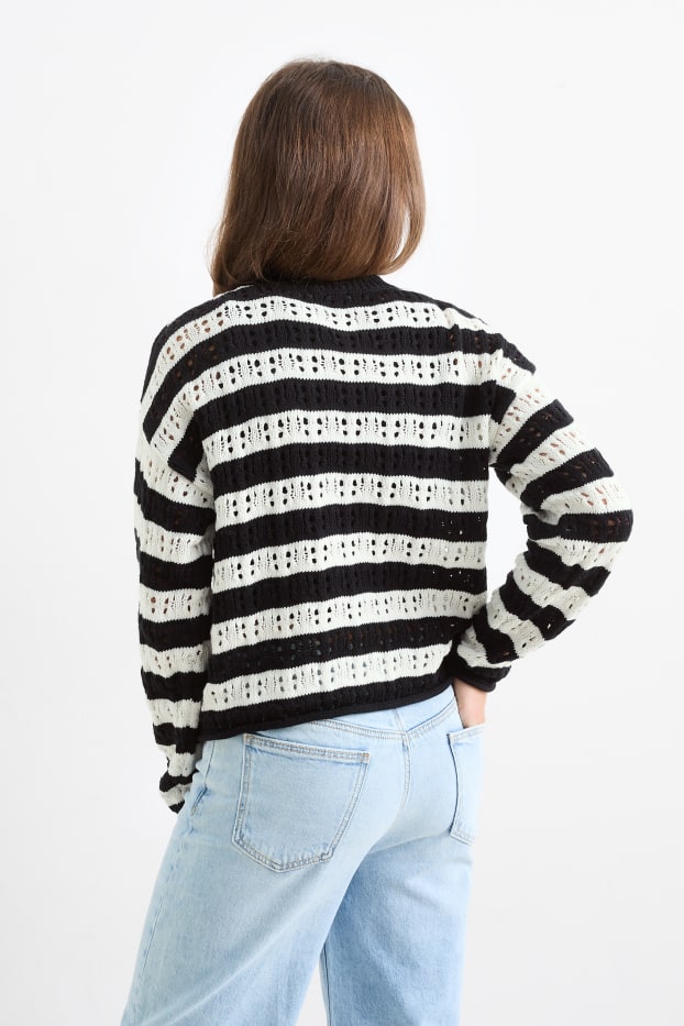 Copii - Fete - Pulover - cu dungi - negru / alb