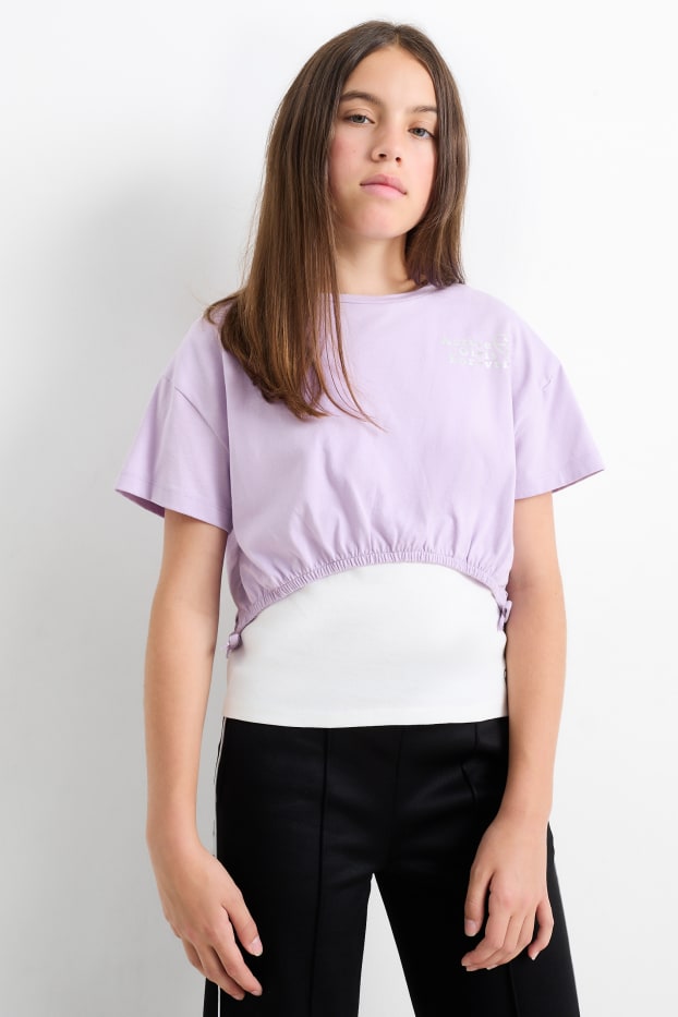 Kinder Mädchen - Set - Funktions-Shirt und -Top - 2 teilig - violett