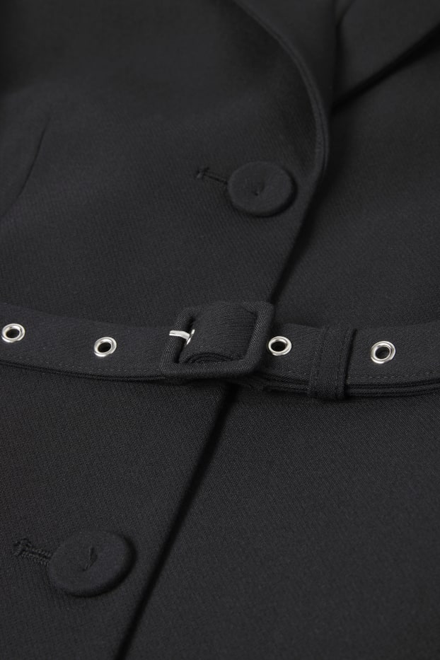 Women - Blazer with belt - black