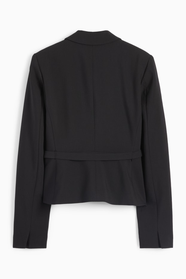 Women - Blazer with belt - black