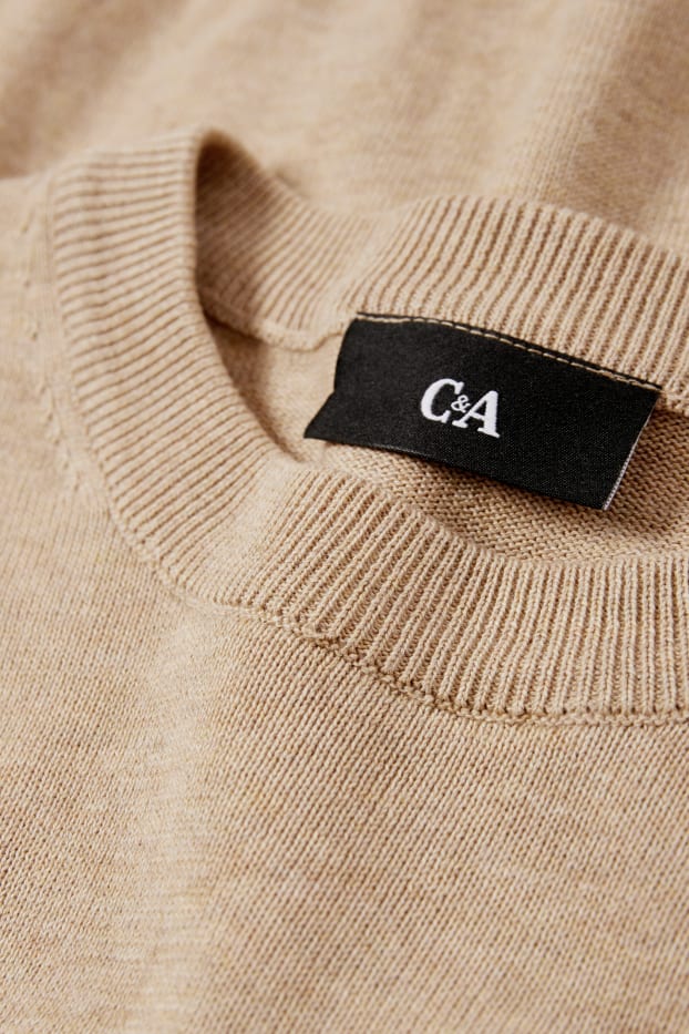 Herren - Feinstrick-Pullover - beige