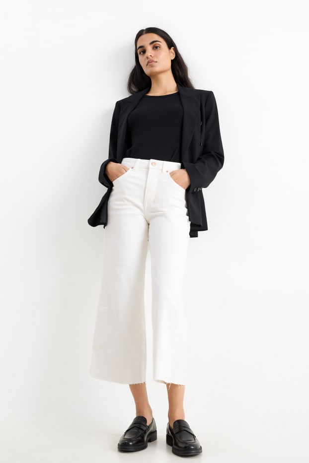 Donna - Jeans a gamba larga - vita media - bianco crema