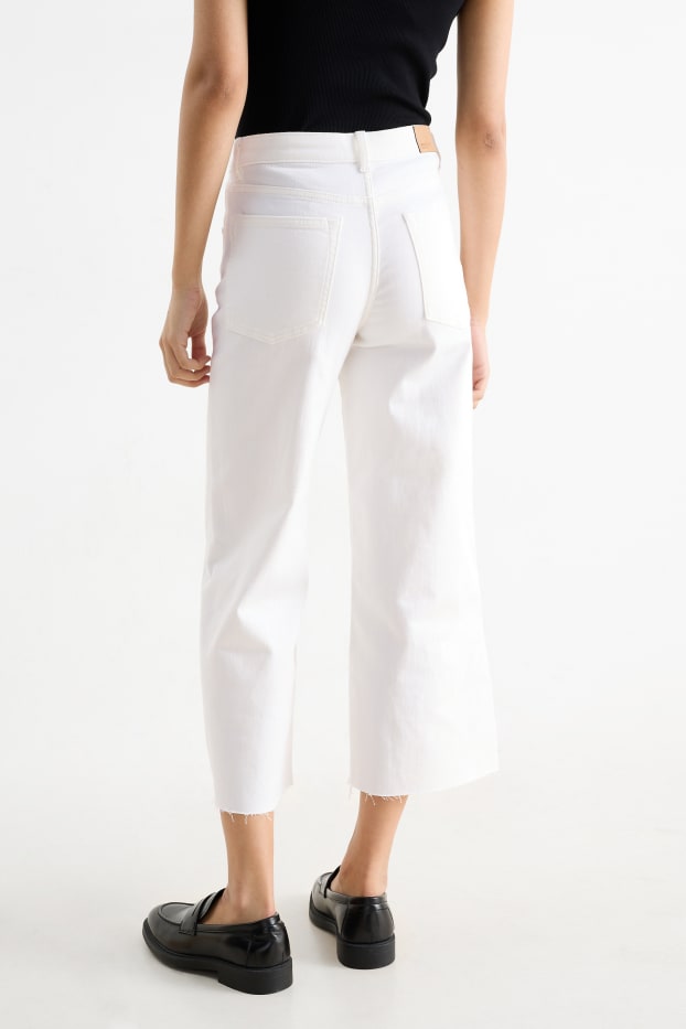 Donna - Jeans a gamba larga - vita media - bianco crema