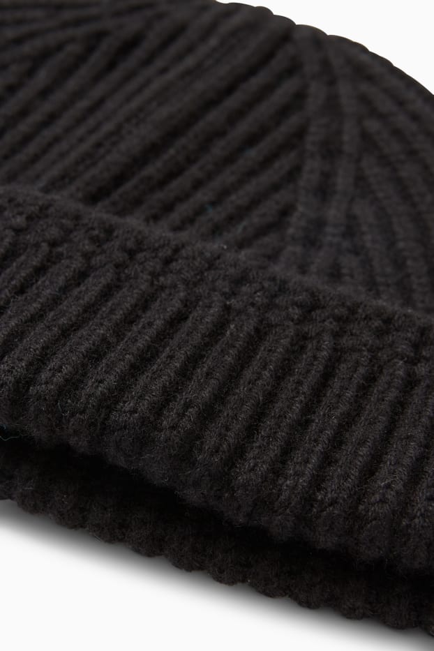 Men - Beanie - wool blend - black