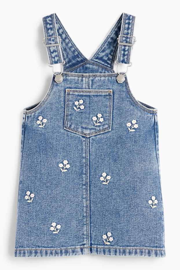 Baby Mädchen - Blümchen - Baby-Outfit - 2 teilig - jeansblau
