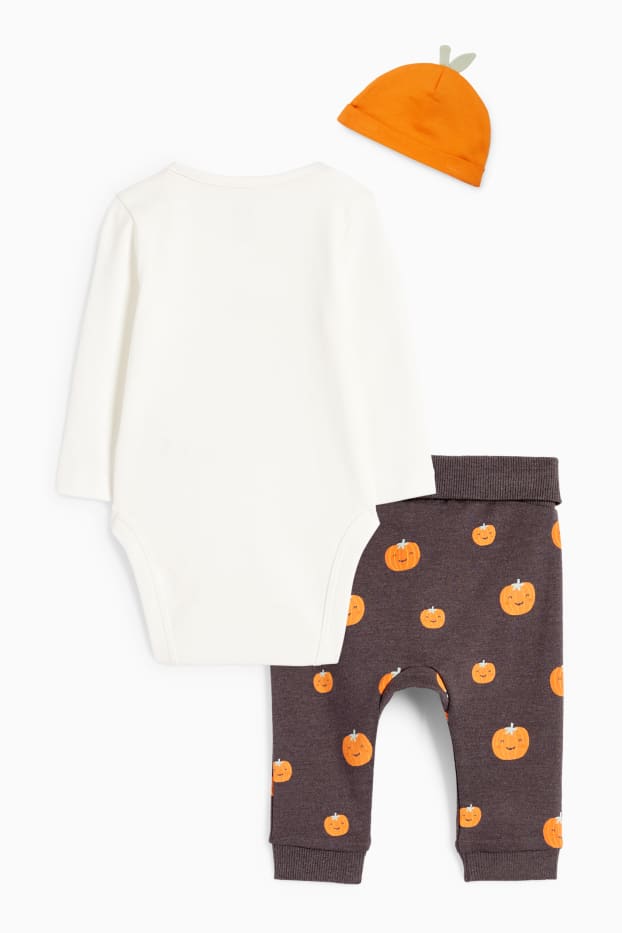 Baby Jungen - Kürbis - Erstlingsoutfit - 3 teilig - weiss