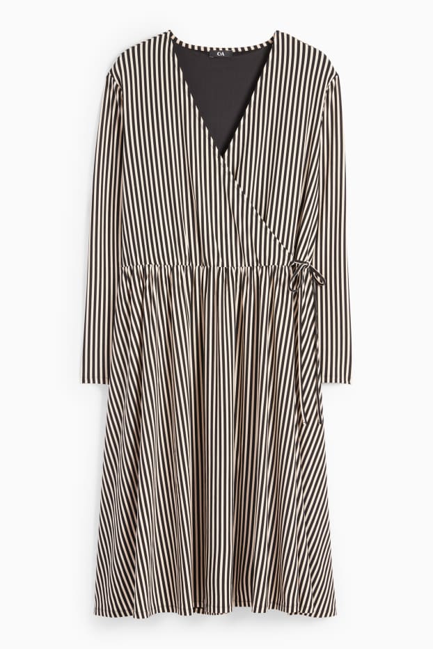 Dona - Vestit encreuat - de ratlles - beix