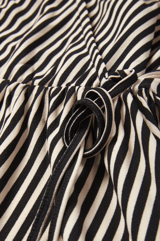 Dona - Vestit encreuat - de ratlles - beix