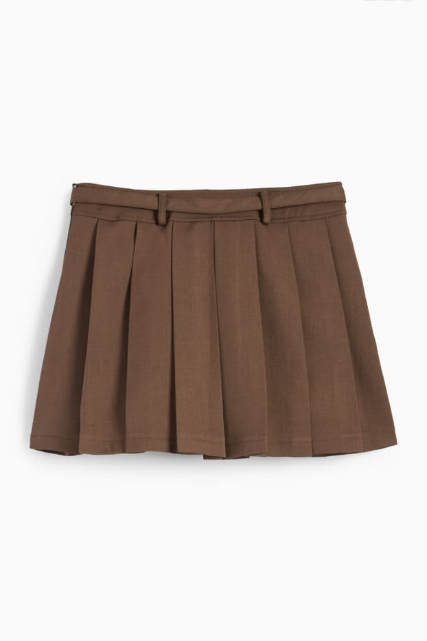 Damen - Skort mit Gürtel - braun