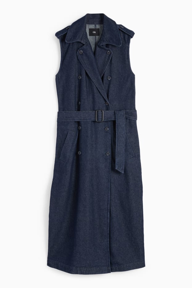 Dona - Vestit recte amb cinturó - texà blau fosc