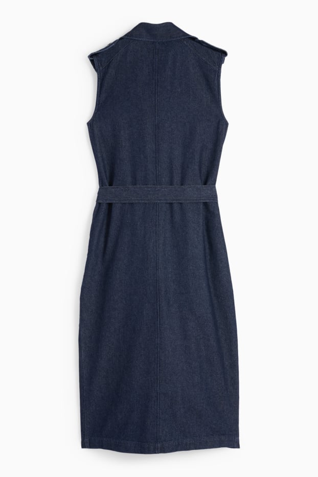 Dona - Vestit recte amb cinturó - texà blau fosc