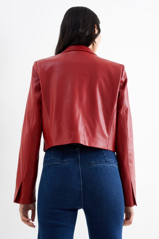 Donna - Blazer - regular fit - similpelle - rosso scuro