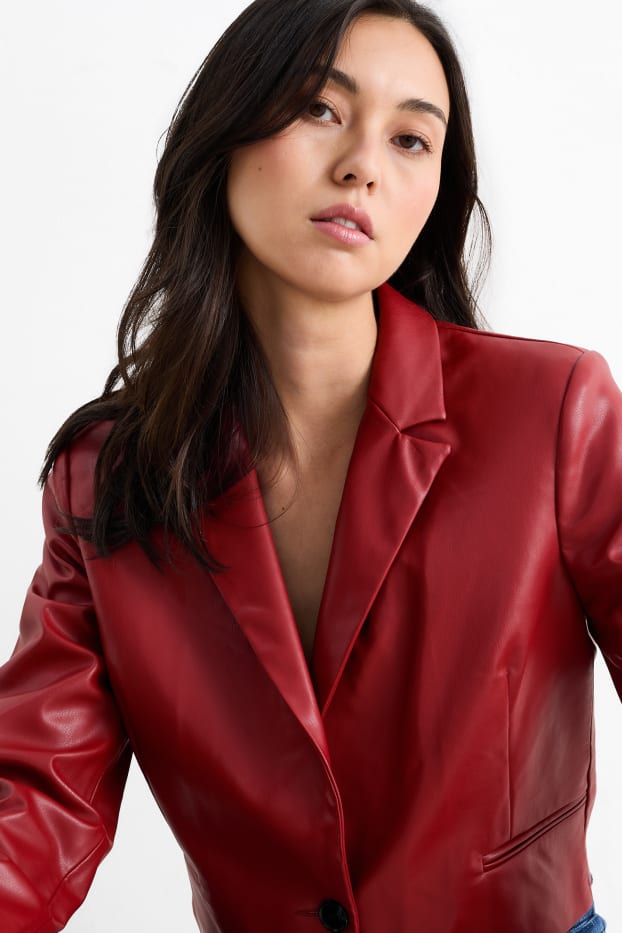 Donna - Blazer - regular fit - similpelle - rosso scuro
