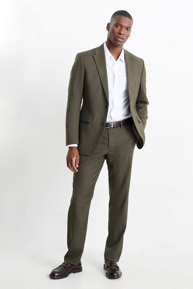 Men - Mix-and-match suit trousers - regular fit - Flex - dark green