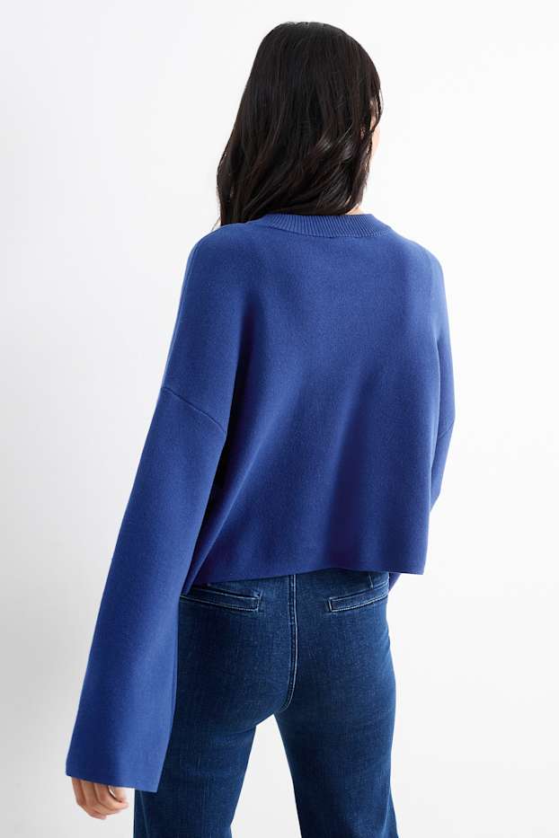 Femmes - Pullover court - bleu foncé