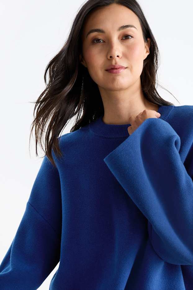 Femmes - Pullover court - bleu foncé