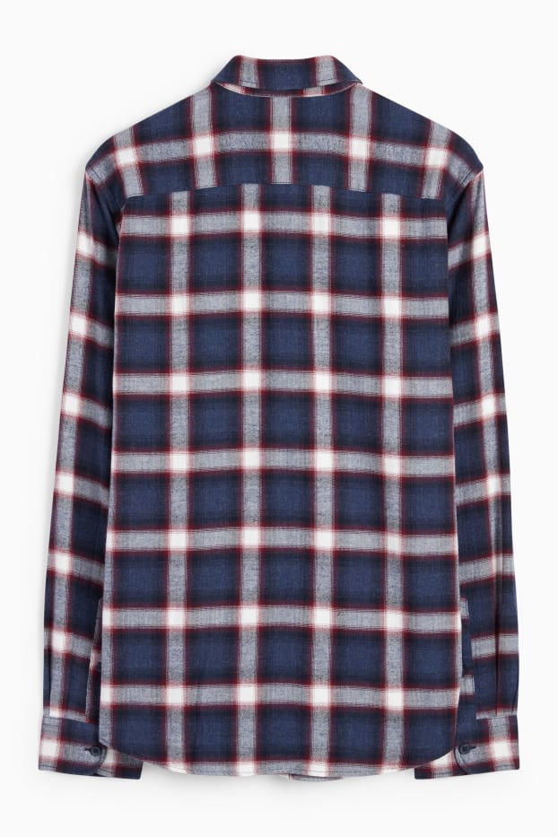 Men - Shirt - regular fit - kent collar - check - dark blue