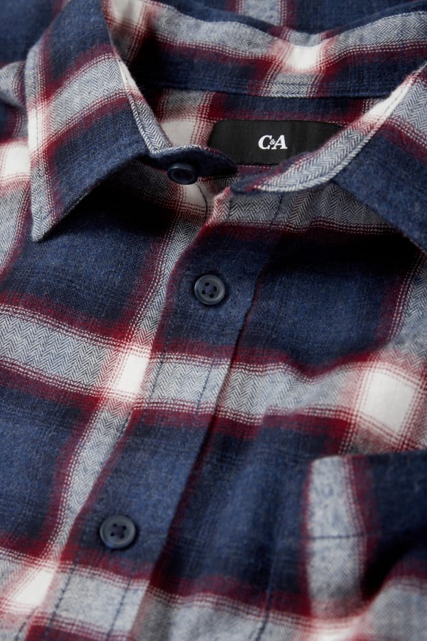 Men - Shirt - regular fit - kent collar - check - dark blue
