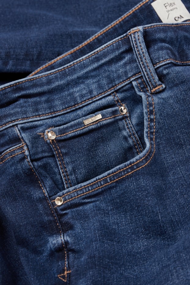 Dámské - Slim jeans - mid waist - tvarující džíny - Flex - LYCRA® - džíny - tmavomodré